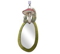 Wooden Mushroom Framed Mirror - Realistic Decorative Wall Mirror, Irregular Shape Design, Botanical Decoration, Antique Style Wall Art, Inspired Ornament