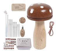 Wooden Mushroom Knit Kit - Creative Collection, DIY Craft Elements with Premium Thread, Applique Tools, Decorative Textile for Handmade Projects, Educational Art Activity for