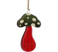 Wooden Mushroom Ornaments Set for Christmas Tree Decor, | Rustic Natural Wood Hanging Ornaments with Modern Minimalist Design | Lightweight Festive Home Decoration for
