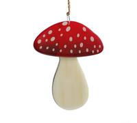 Wooden Mushroom Ornaments Set for Christmas Tree Decor, | Rustic Natural Wood Hanging Ornaments with Modern Minimalist Design | Lightweight Festive Home Decoration for