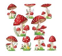Wooden Mushroom Party Decorations Gifts - 9 Pcs Large Wood Mushroom Centerpieces Table Sign Decor Forest Party Table Decorations for Girls Birthday Baby Shower Woodland Decor