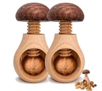 Wooden Mushroom Shaped Walnut Wood Clip, Nutcracker Screw Cracking Tool, Wooden Kitchen Tool,for Walnuts, Hazelnuts,Chestnut (2PSC)