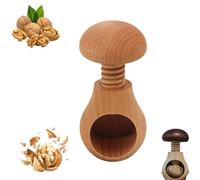 Wooden Mushroom Shaped Walnut Wood Clip, Portable Walnut Cracking Tool, Wooden Spiral Nutcracker, Nut Cracker Tool Crack Nuts Easy Screw Mechanism, Multipurpose for Pecan, Walnut, Chestnut