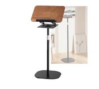 Wooden Music Stand with Clamp, Hands-Free Reading Holder for Home, Office, School, Conference Room, Auditorium - Adjustable Height 51-119cm (Black)