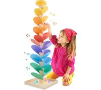 Wooden Music Tree Rainbow Singing Tree Toys with Marble Run Toddler Montesoris Stacking Toy With Musical Notes Colorful Interactive Educational Toy For Learning & Building Block Fun