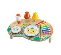 Wooden Musical Drum Set Toy for Kids, Natural Wood with Rainbow Xylophone, 42.8 x 25 cm, Safe Water-Based Paint,for 2+ Children Boys Girls Kid Baby