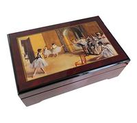 Wooden musical jewellery box / music box for jewels with a reproduction of an Edgar Degas' painting, dancing ballerina and 18-note wind up musical mechanism - Swan lake (P. I. Tchaikovsky)