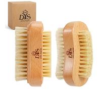 Wooden Nail Cleaning Brush 2 PCS, Fingernail Scrub Brushes to Clean Nails Toenails, Natural Boar Bristle Two-sided Non-slip Hand Foot Nails Scrubber Cleaner Brushes