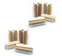 Wooden Nail Cleaning Brushes Double-Sided Fingernail Scrubber Manicure Pedicure Cleaning Hands Feet Flexible Bristles Curved Handle [Set of 12]