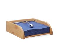 Relaxdays Bamboo Napkin Holder, 33x33 Napkins, Heavy Ball, Flat, Tableware Tissue Stand, Natural