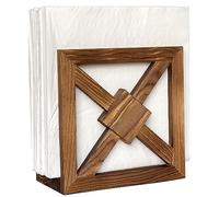 Wooden Napkin Holder for Table, Vertical Napkin Holders for Kitchen, Anti-slip Rubber Feet, Carbonized Pattern, Upright Wood Napkin Dispenser for Kitchen Dining Table Farmhouse Cocktail Bar, Brown