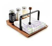 Wooden Napkin Holder - Multifunctional Napkin Holder for Table & Kitchen, Includes Space for Condiments - Perfect for Home, Kitchen, and Holiday Gatherings