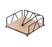 Wooden Napkin Holder with Weighted Handle Designed to Keep Napkins in Place on Dining Tables and Outdoor Spaces (Black)