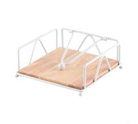 Wooden Napkin Holder with Weighted Handle Designed to Keep Napkins in Place on Dining Tables and Outdoor Spaces (White)