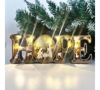 Wooden Nativity Christmas Decorations, HOPE Nativity Scene Sign With Lights, Christmas Manger Tabletop Ornament, Religious Table Decor, Christian Gift