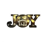 Wooden Nativity Scene Ornaments - 3d Joy NativitySign Carved Letters & Birth Of Jesu Decoration, Lighted Christmas Nativity Sign for Christian Home, Family & Friends