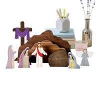 Wooden Nativity Scene, Rustic Religious Figures, Small Nativity Figures for Table, Home, Church, Family Evening, Easter, Indoor Use for Indoor Garden Table Decoration Home Church Family
