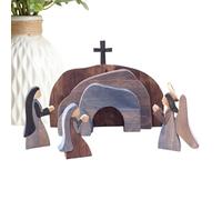 Wooden Nativity Scene, Tabletop Indoor Decor, Jesus Birth Statue with Portable Feature, Detailed Desktop Figurine, Statue with Elegant Design, Decor for Church School Dining Table and Mantel Use
