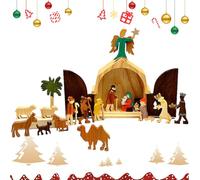 Wooden Nativity Scene - Wooden Figure Indoor Christmas Crafts | Classic Wood Nativity Figures Exquisite Christmas Table Decor For Bedroom Farmhouse