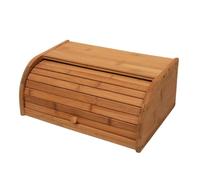 Wooden Natural Bamboo Bread Bin With Roll Top, Large Capacity Eco-Friendly Countertop Bread Bin, Corner Storage Box For Kitchen
