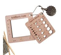 Wooden Needle Gauge Tool - Knitting Ruler with Yarn Cutter Pendant, Compact Density Scale for Measurement, Lightweight Craft Accessory | Perfect for DIY Crochet, Sewing, Weaving, Tailor Project
