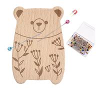 Wooden Needle Minder, Magnetic Pin Cushion with 100 Pins, Magnetic Pin Holder for Sewing, Sewing Pins Set, Multi-Purpose Cartoon Animal Shape Clip Organizer for Tailoring Dressmaking Quilting