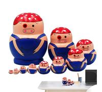 Wooden Nest Dolls,Educational Animal Pattern Stacking Game | Classic Russian Dolls | For Kids Boys Girls Art Collectors Interior Lovers Educators