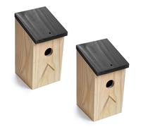 Wooden Nesting Box Traditional Wild Birds Nest House for Outdoor Garden Patio | 11 x 12 x 21 cm (Wooden) (Pack of 2)