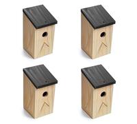 Wooden Nesting Box Traditional Wild Birds Nest House for Outdoor Garden Patio | 11 x 12 x 21 cm (Wooden) (Pack of 4)