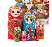 Wooden Nesting Dolls - 10-Piece Wooden Educational Toys,Kids Stacking Toys Russian Dolls - for Learning Education Entertainment Boys Children Adults Home School