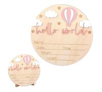 Wooden Newb/orn Announcement Sign With Bracket, Hello World Ba/by Sign, Welcome to the World Name Plaque, Welcome Gift for Newb/orn, for Home Nur/sery Decor, Personalized Birth Gift (Pink)