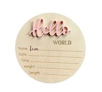 Wooden newbornn Arrival Board - Rustic Baby Birth plaquee, Round Nursery Wall Hanging | infantt Welcome Decoration Plate, Baby Announcement Sign For Bedroom, Hospital Reveal, Living Room Keepsake