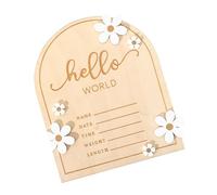 Wooden Newborns Welcome Sign Hello Baby Name Plate with Flower Decorations for Photography Props