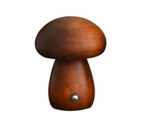 Wooden Night Light, Cute Small Desk Lamp, USB Rechargeable Mushroom Bedside Table Lamp, Adjustable Mushroom for Bedroom, Home Decor (Dark Walnut, Small)