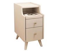 Wooden Nightstand Bedside Table With Pull Out Shelf Narrow Bed End Table With 2 Drawers Space Saving Storage Nightstand For Bedroom And Living Room Wood Color 30Cm/11.8In,White 2Ps-25Cm/9.8In