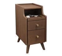 Wooden Nightstand Bedside Table With Pull Out Shelf Narrow Bed End Table With 2 Drawers Space Saving Storage Nightstand For Bedroom And Living Room Wood Color 30Cm/11.8In,Walnut Color 2Ps-25Cm/9.8In