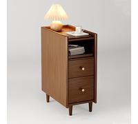 Wooden Nightstand Small Bedside Table With 2 Drawers And 1 Shelf End Table 7.9in 9.8in 11.8in Wide Minimalist Modern Practical Side Table Durable Space-saving For Bedroom Living Room(Walnut,20x41x51cm