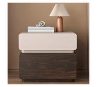 Wooden Nightstand with 2 Drawers, Modern Bedside Table, Spacious End Table for Bedroom, Unique Design, Beige & Brown, 50x40x48cm, Perfect for Storage & Decor