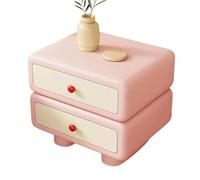 Wooden Nightstand with 2 Storage Drawers, The Bedside Table Has Integrated Legs, Saving Space and Requiring No Installation(Pink,L40CM)