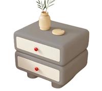 Wooden Nightstand with 2 Storage Drawers, The Bedside Table Has Integrated Legs, Saving Space and Requiring No Installation(Grey,L45CM)