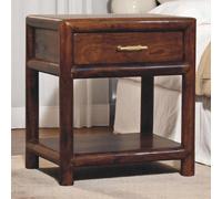 Wooden Nightstand with Drawer and Open Shelf, Hand-finished Side Table for Home Display, 35L x 45W x 50H cm, Brown Aosom UK