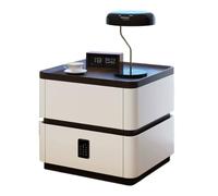 Wooden Nightstand with Lock Ideal for Home Bedrooms with Two Drawers