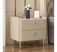 Wooden Nightstand with Metal Legs Space-Saving Bedside Table with 2 Drawers Easy Assembly for Bedroom & Living Room (Color: Champagne Gold)