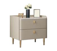 Wooden Nightstand with Metal Legs Space-Saving Bedside Table with 2 Drawers Easy Assembly for Bedroom and Living Room Champagne Gold Finish Modern Design