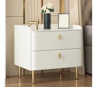 Wooden Nightstand with Metal Legs Space-Saving Bedside Table with 2 Drawers Easy Assembly Stylish Champagne Gold & Gold Finish for Bedroom & Living Room