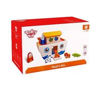 Tooky Toy Wooden Toy for Children - Noah's Ark Including Colorful Blocks and Animals - 26 x 19 x 14 Cm