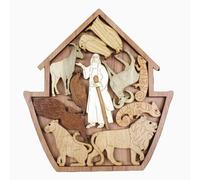 Wooden Noah's Ark Puzzle with Shaped Frame, Animal Pieces to Fit