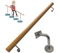 Wooden Non-Slip Stair Railings Support Rods for Elderly & Children - Wall-Mounted Banister for Home/Hospital Stairs (1ft to 20ft) - Safe & Durable Handrail