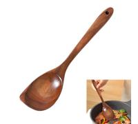 Wooden Non-Stick Spoons - 12.8 Inch Long Handle, Big Stirring Corner Spoons, Heat Resistant Wooden Cooking Utensils, Long Wooden Spoons for Cooking