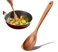 Wooden Non-Stick Spoons - 32.5cm Long Handle, Big Stirring Corner Spoons, Heat Resistant Wooden Cooking Utensils